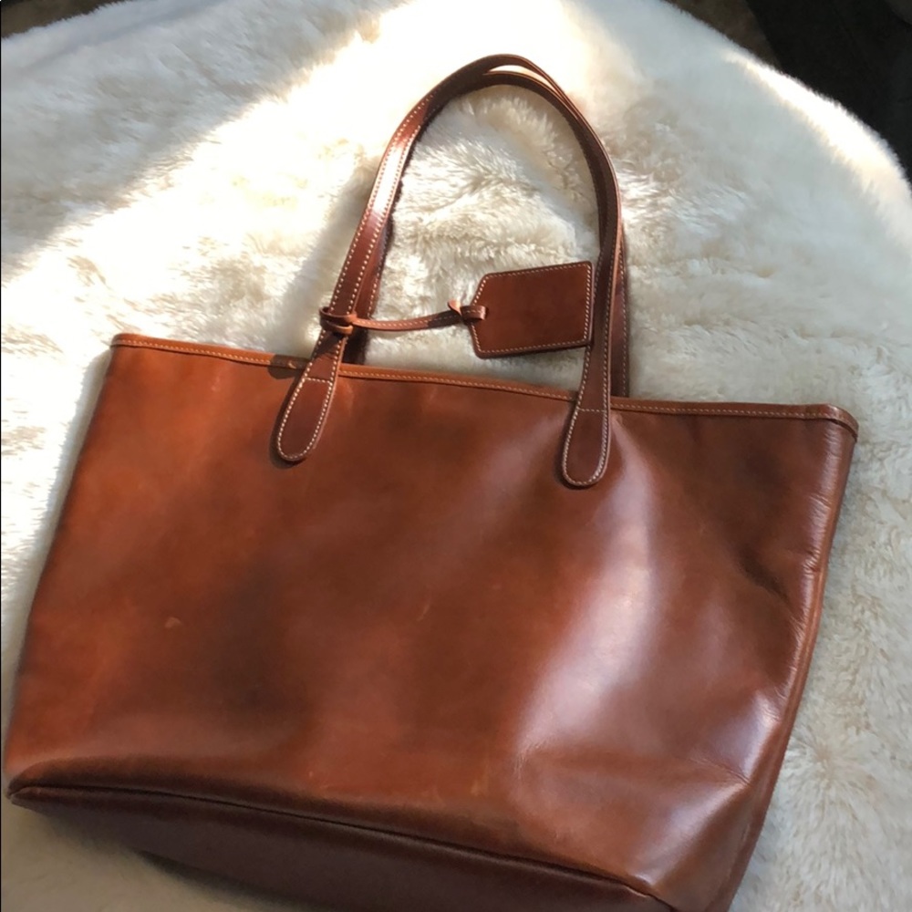 Barrington leather cognac Savannah zippered tote